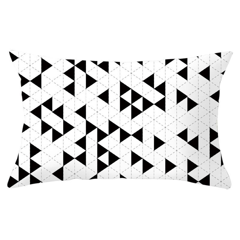 Home Geometric Peach Skin Waist Pillow Case Nordic Style Sofa Printed Pillow Case Office Lumbar Pillow