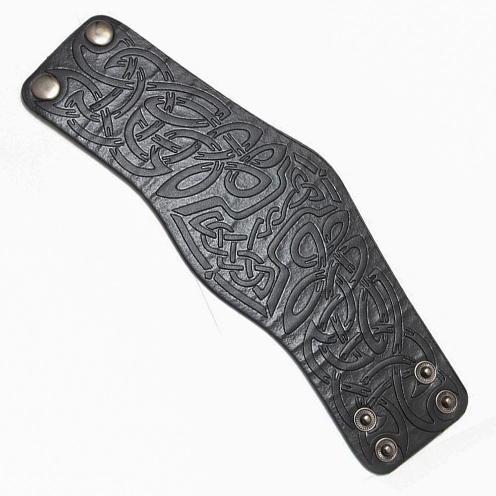 Viking Mjolnir Embossed Faux Leather Cuff Bracelet Norse Retro Wristband