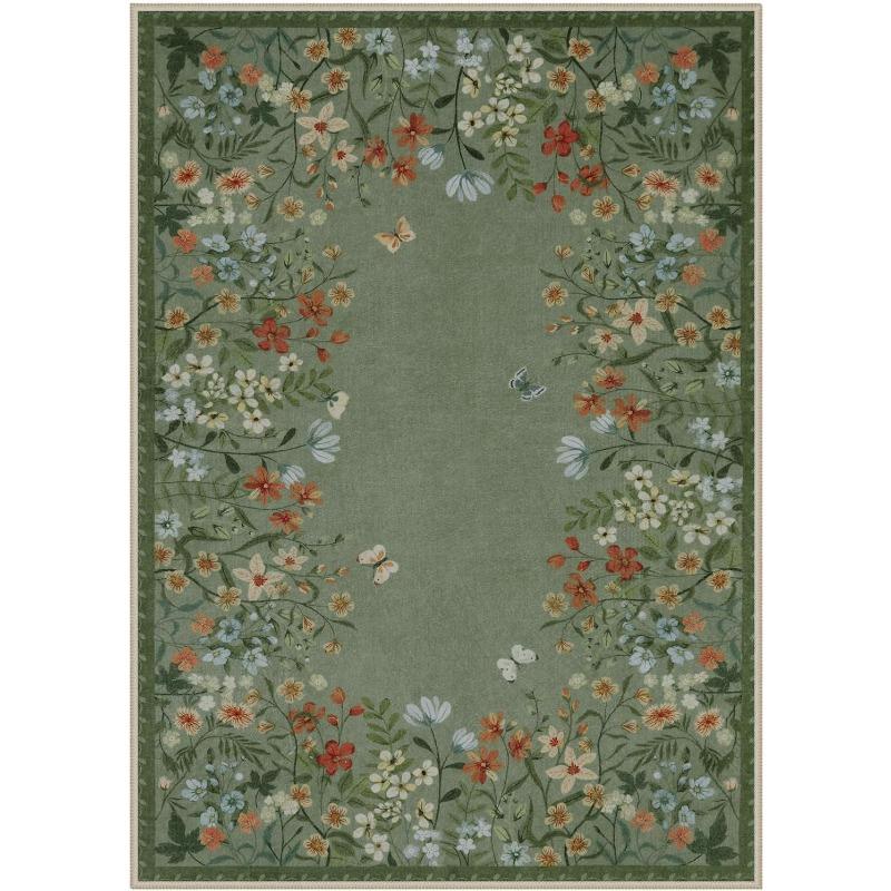 Rug For Bedroom Floral Print Area Living Room Carpet Non-Slip Machine Washable Floor Mat Soft Bedside Rugs Tapis Alfombra