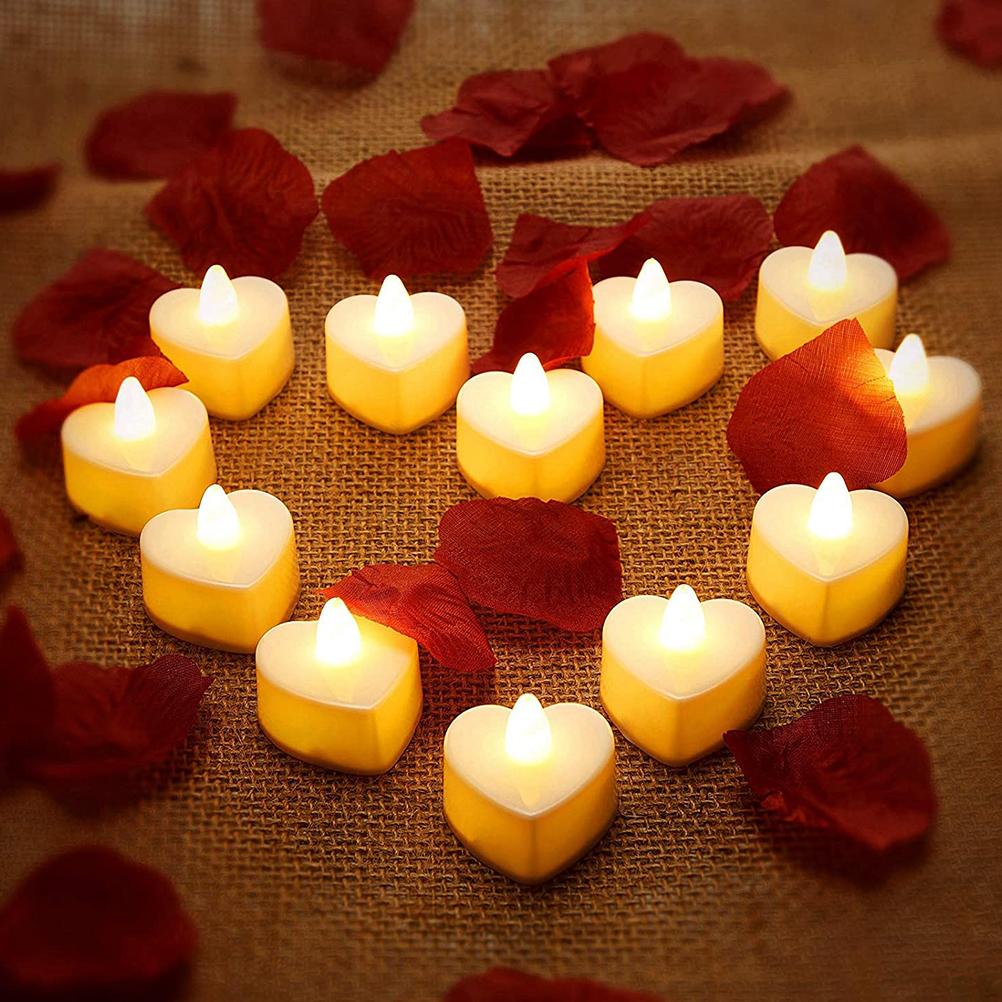 24 Pcs Heart Shape LED Candles Tea Light Romantic Love LED Candles for Valentine S Day Wedding