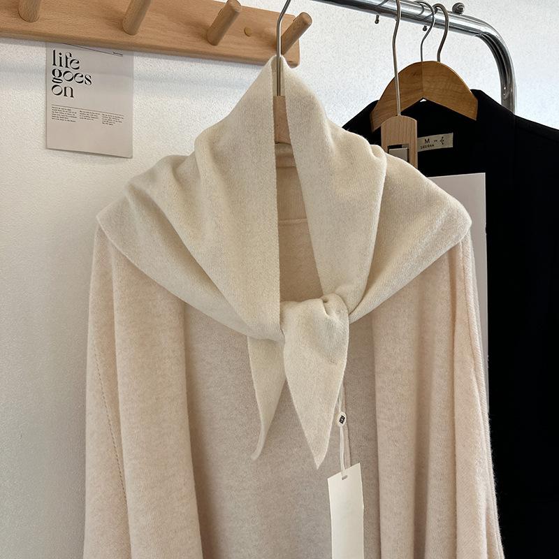 Fashion Women Wool Knitted Soft Pure Color Triangle Scarf Winter Warm Lady Shawl Blanket Bandana Versatile Scarves