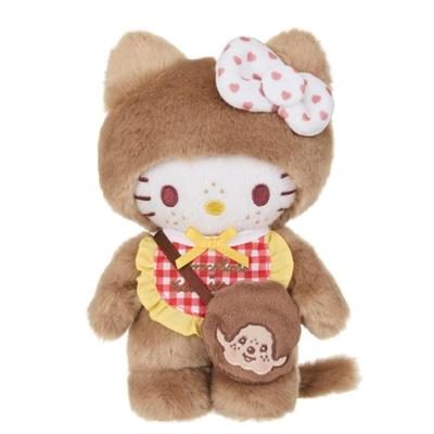 Sekiguchi Kitty x Monchhichi Plyšová hračka S Kitty Ginghamová kocka 205899 V20 x Š12 x H10cm