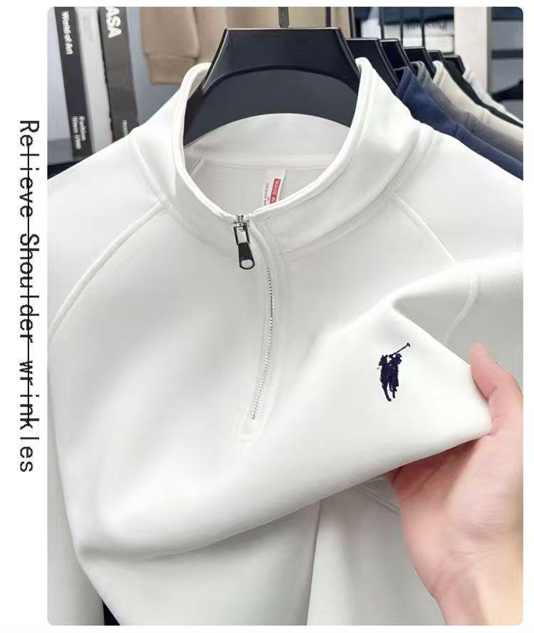 Herren-Sweatshirt mit halbem Reißverschluss für Herbst/Winter: Stehkragen, lange Ärmel, vielseitiges Freizeit-T-Shirt mit Stickerei.
