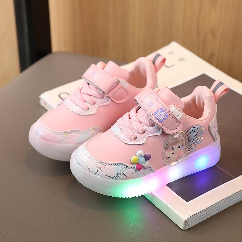 Fashion Girls Shoes 2025 Autumn New Kids Sneaker Soft Soled Boys LED Light Shoe Simple Versatile Girl Casual Shoes Tenis De Niño