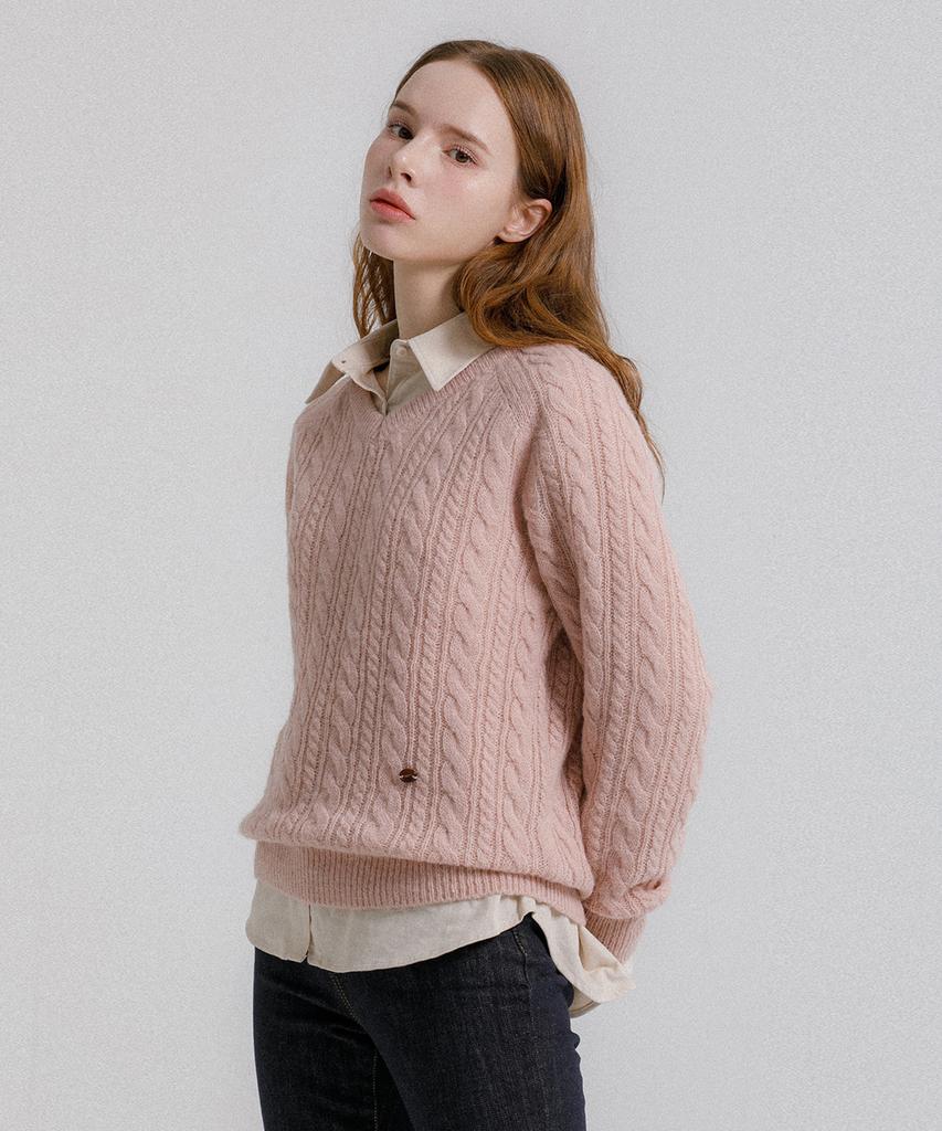 Eilubeu Cable V-Neck Knit Aaqlpo001P