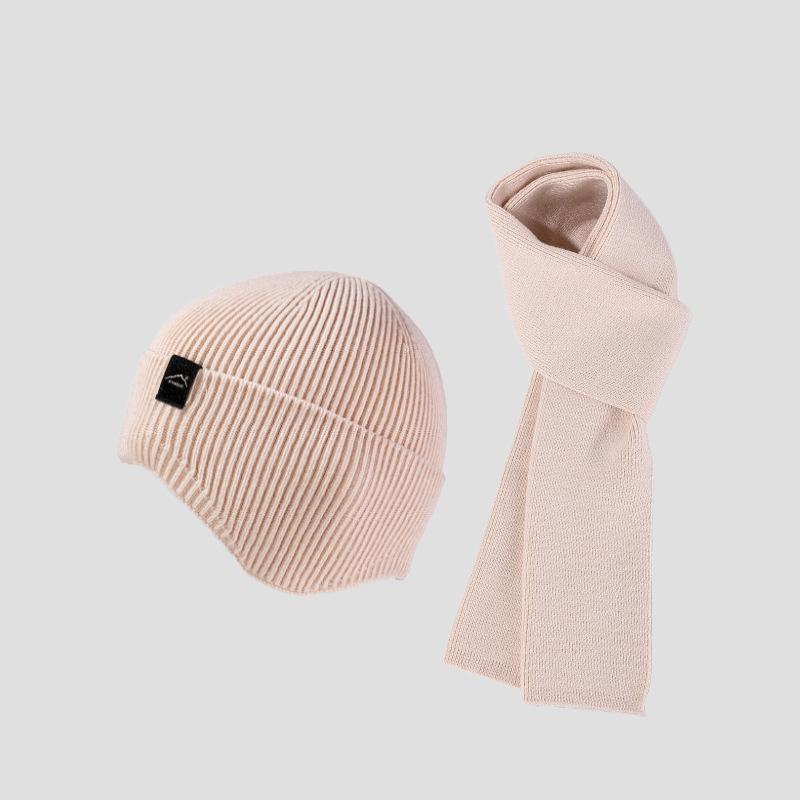 Thin Knitted Hat Scarf Kit Autumn Winter Outdoor Sports Ear Protection Warm Pullover Wool Hat for Men