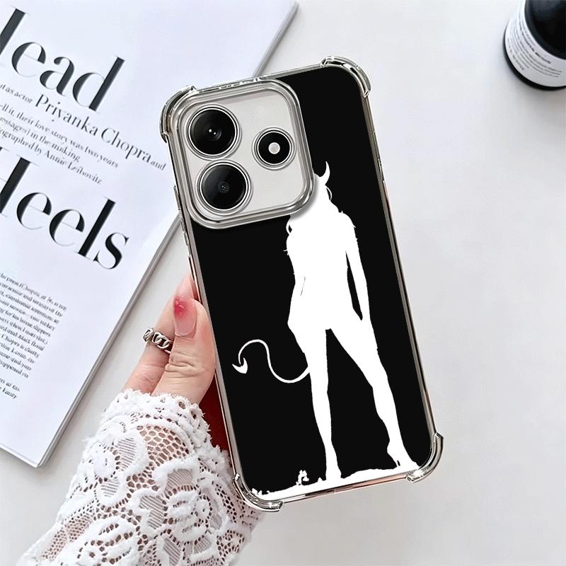 

Стильный чехол для телефона с силуэтом девушки-дьявола, с покрытием, для Xiaomi Redmi Note 14 15 Pro Plus 13 12 11 11S 11T 10 9S 9 5G, противоударный, с подушкой безопасности Redmi Note 12 Pro 4G