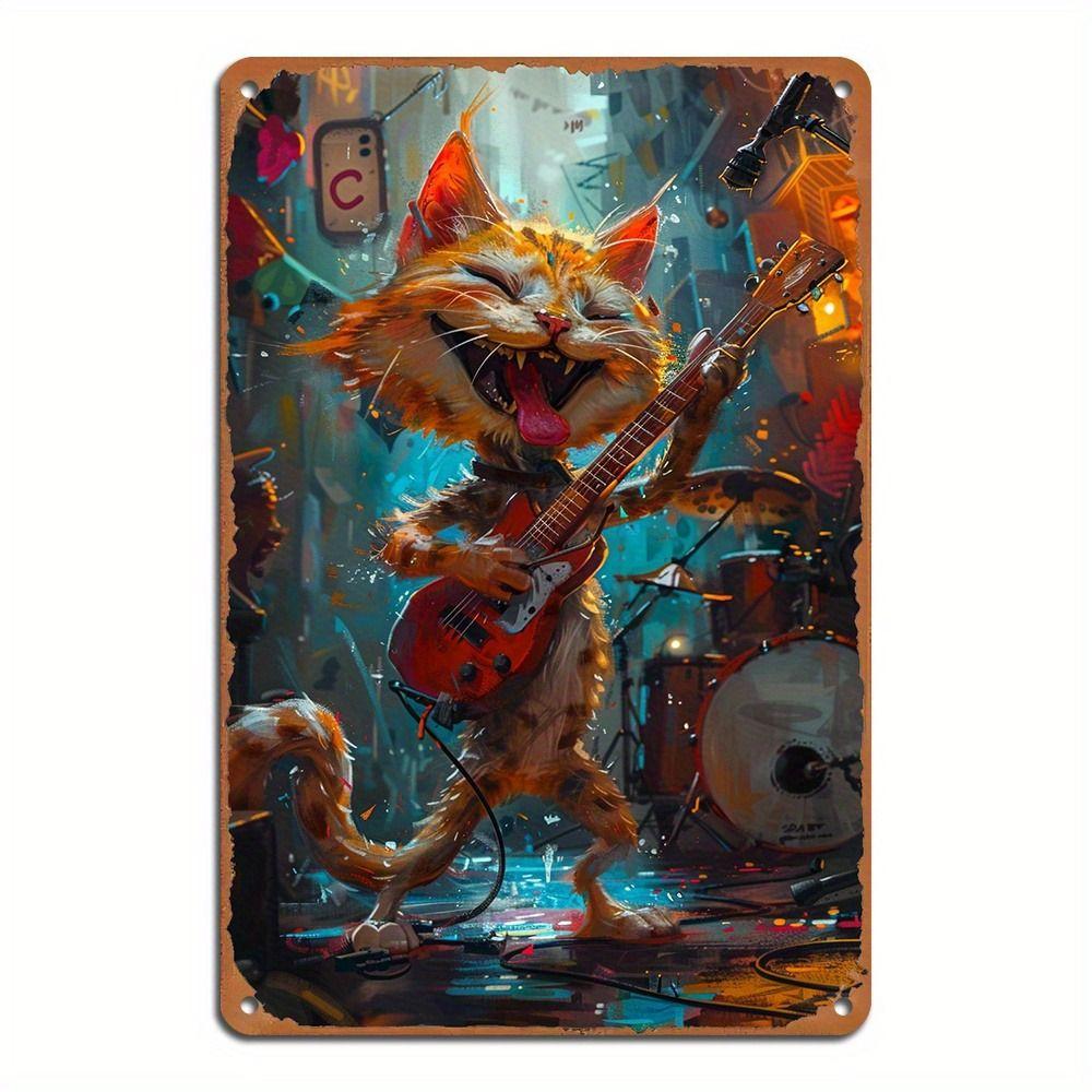 Retro Metallschild Rock Cats Wanddeko