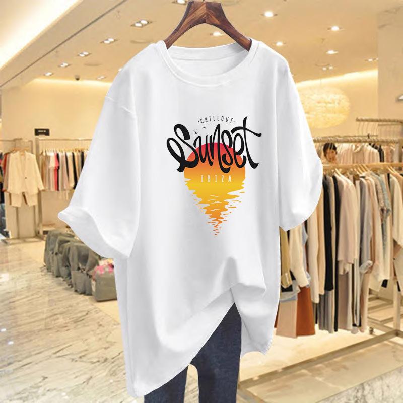 

Pure cotton retro printing foreign versatile pure cotton short-sleeved black t-shirt women s summer new 2025 top ns tide S
