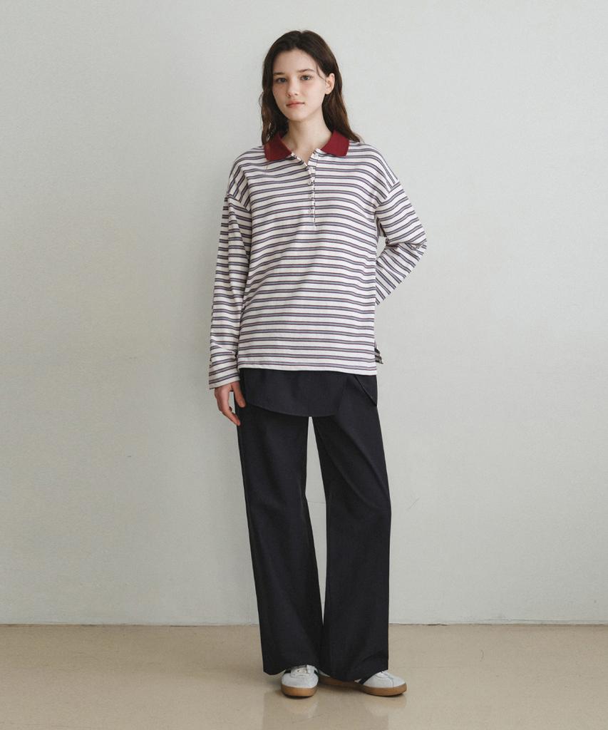 Wednesday Oasis For Woman Tommy Striped Collared T-Shirt_Red(W26Tp13)