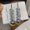Korean Style High-End Crystal Dangle Earrings with Silver Hooks - Super Sparkly & Trendy