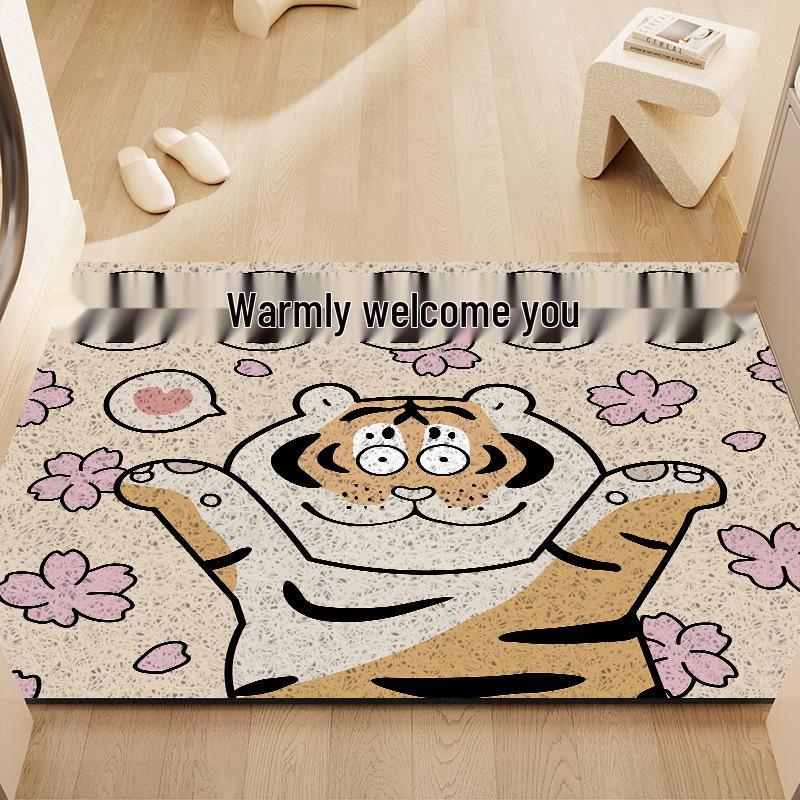 Cartoon Flowers Silk Loop Anti-slip Entrance Doormat