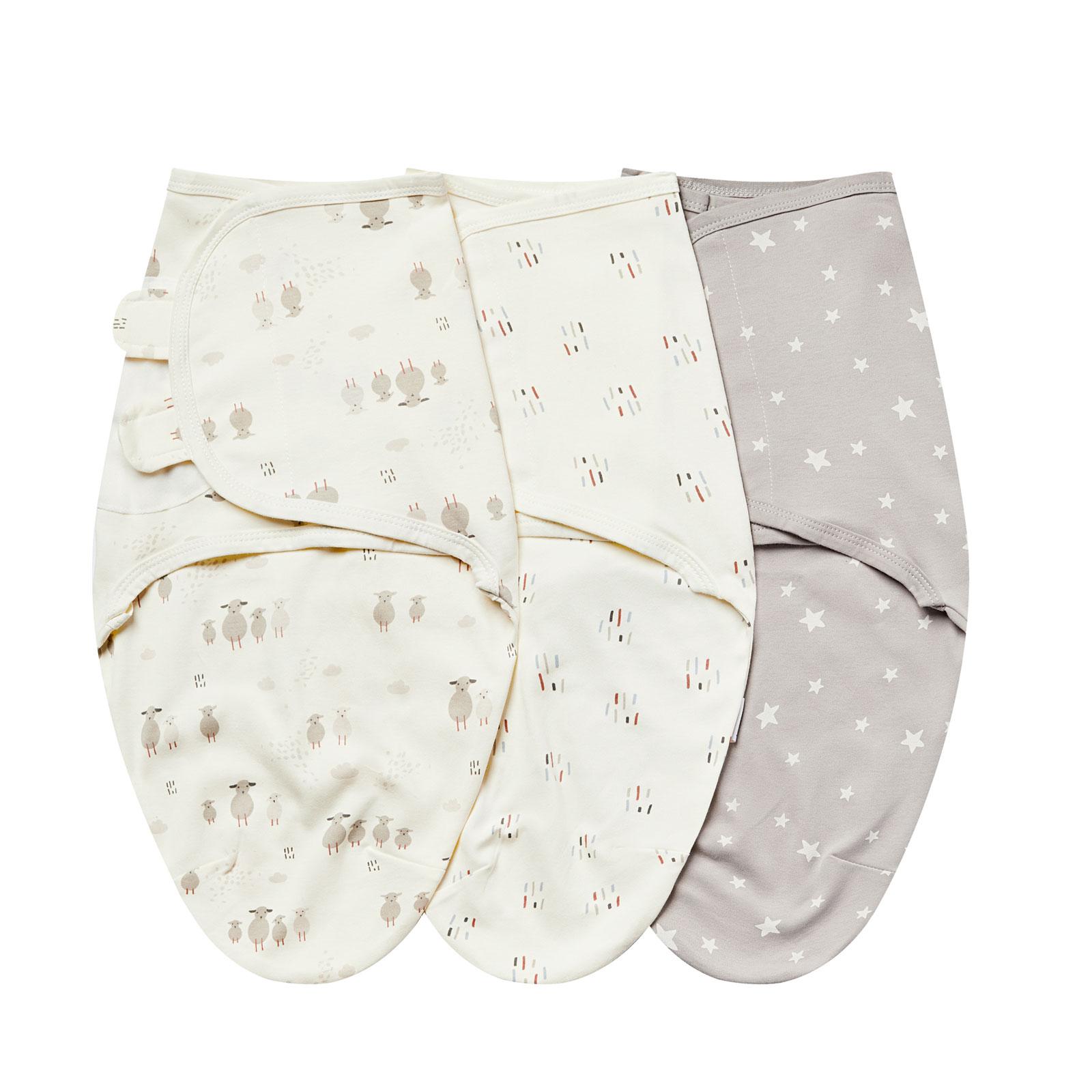 Set de 3 Mantas y Muselinas Lindas para Recién Nacidos 100% Algodón Niños Niñas Muselina Ajustable Muselina para Bebé de 0-6 Meses (as the picture,M) white