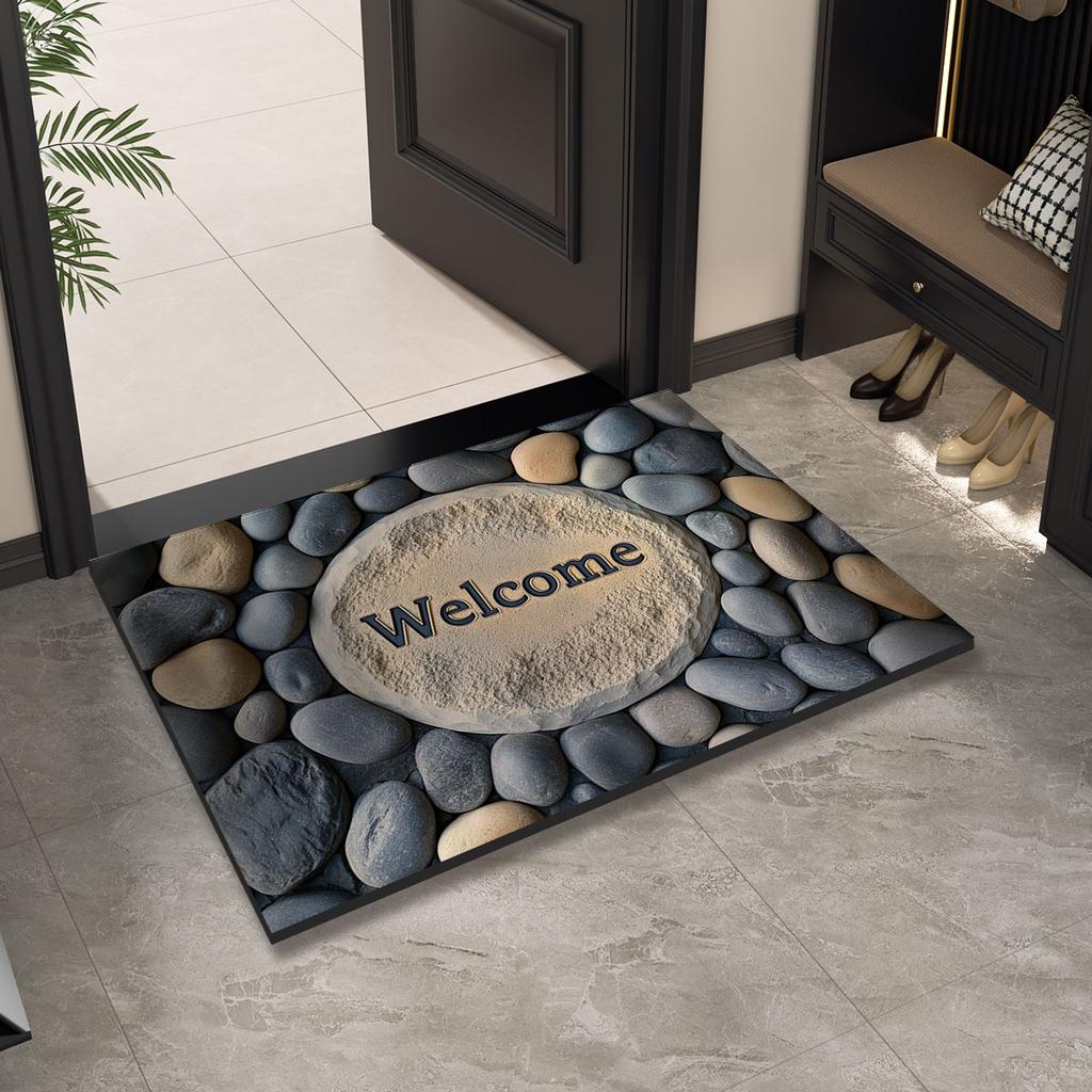 Vintage Welcome Doormat Entrance Door Mat Outdoor Front Room Rugs Foot Mat Hallway Carpet Floor Bathroom Bath Mats Washable