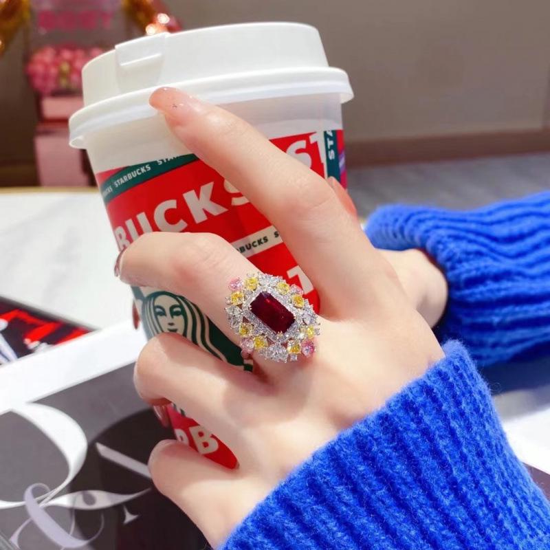 Luxurious Pigeon Blood Ruby Ring: Openable Design for Women, Internet Celebrity Style