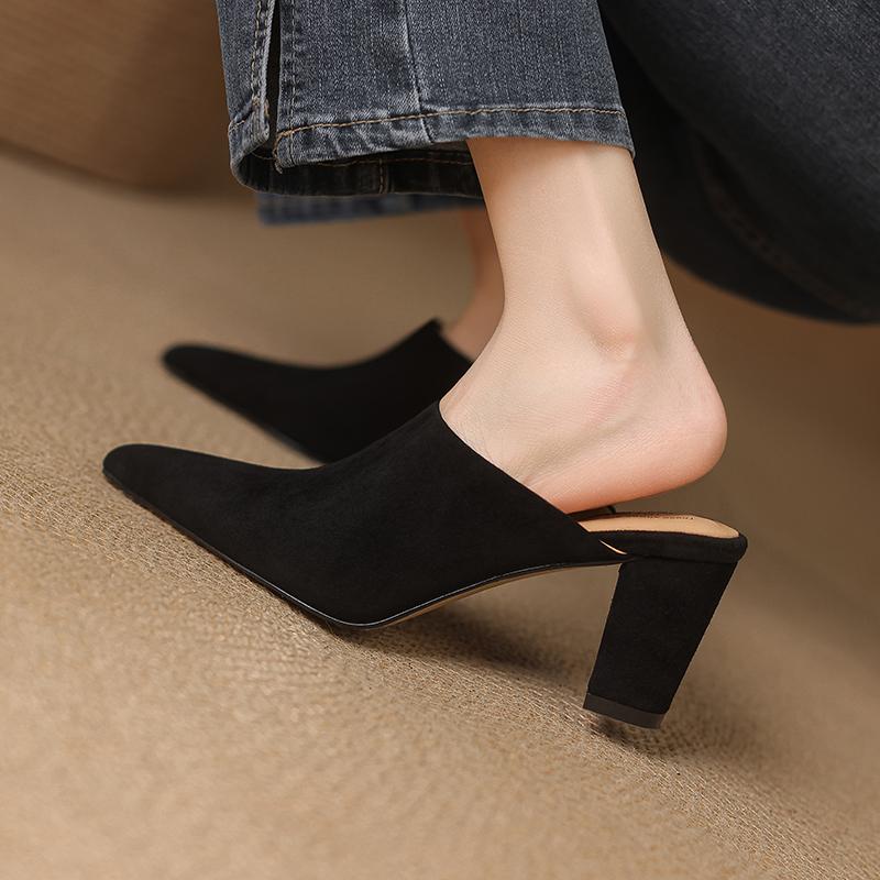 Fashion Female Slides Fashion Pointed Toe High Heel Women Mules Slippers New 2025 Summer Beach Luxury Ladies Slippers Sandals Shoes