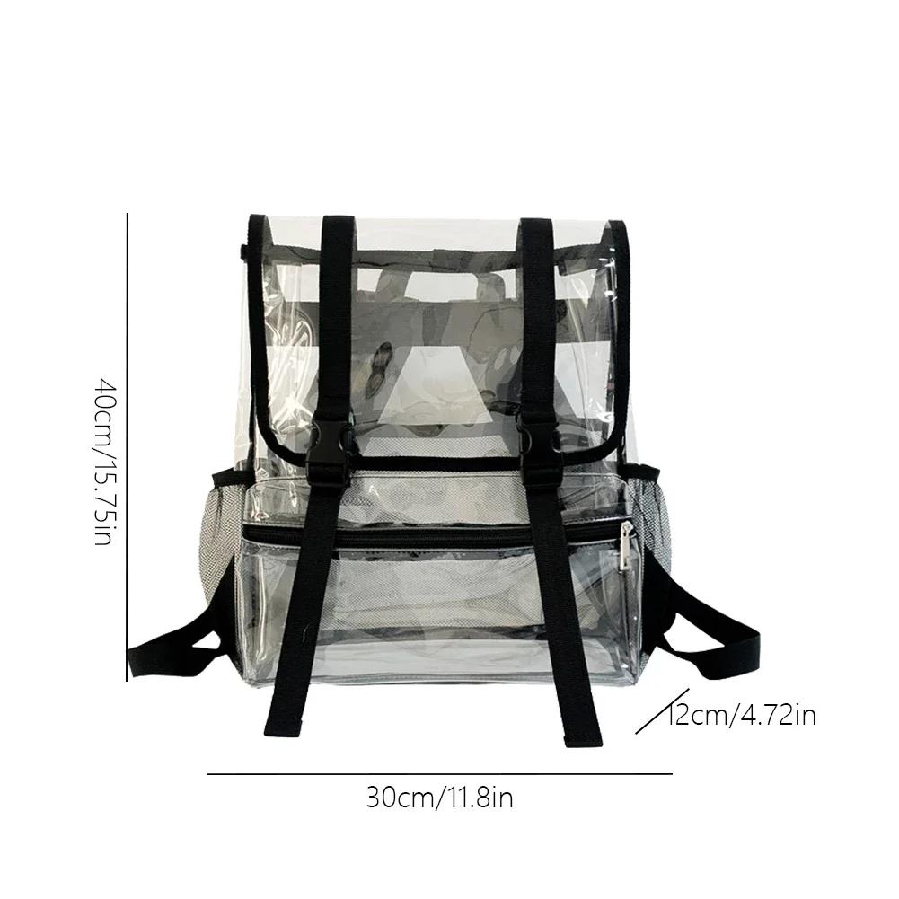 Transparent PVC College Student Rucksack Fashion School Backpack Waterproof Large Capacity See Through Solid Clear Bag for Women
