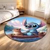Round Rug Stitch Capybara Rowing Wooden Boat Lake Tropical Cartoon Anime Living Room Home Decor