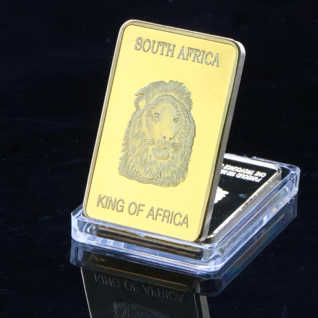 South African National Treasure, Lion Commemorative Coin, Gold-plated Block, Coin, Gold Coin, Square Commemorative Block, Elk Coin, Metal Mirror Block