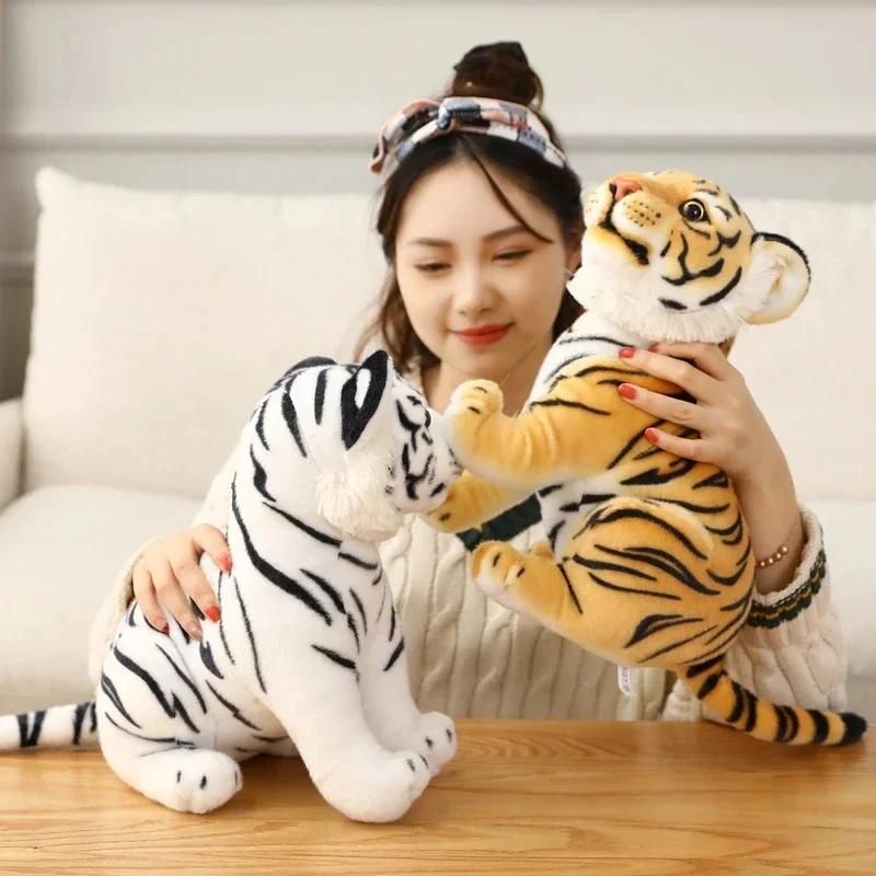 Lion Plush Dolls Tiger Animal Lifelike Doll Pillow Yellow Leopard Stuffed Toys Simulated Cheetah Kids Toys Christmas Gifts Decor