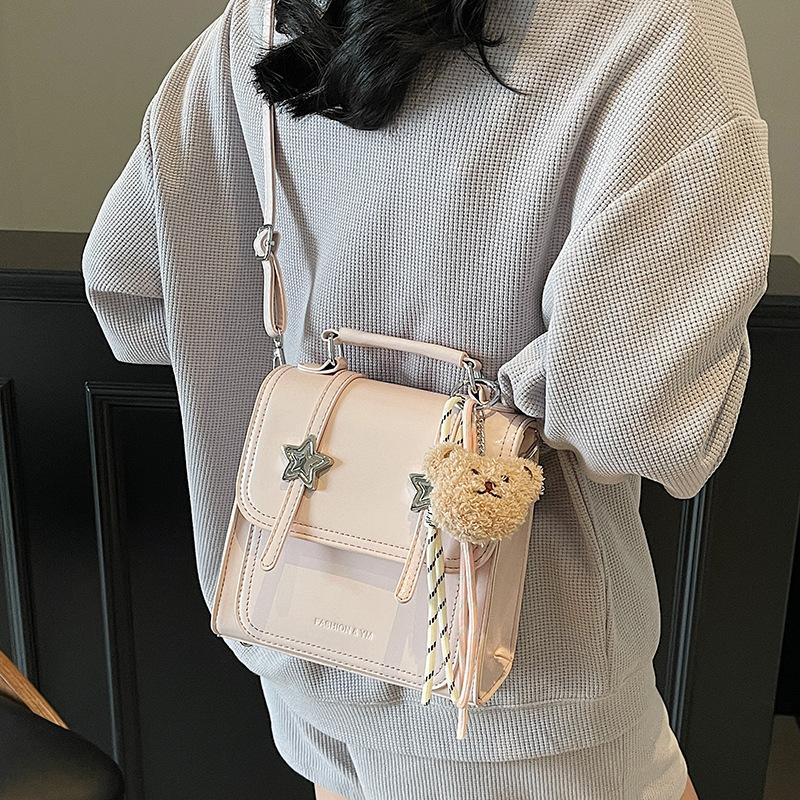 Niche Trend Schoolbag 2025 Spring College Women's Bag New Solid Color Versatile Student Multi-purpose Backpack Messenger Bag