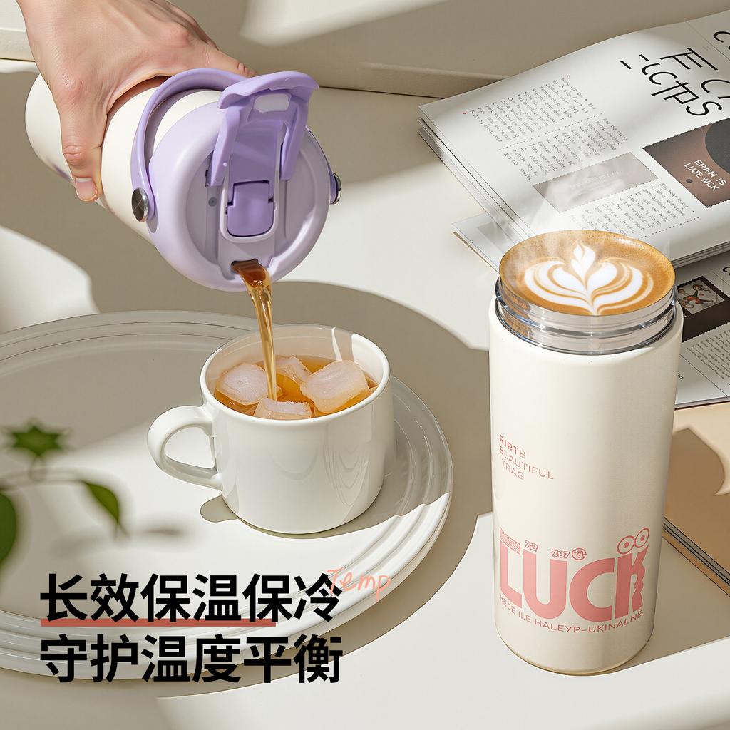 water bottleL seamless liner thermos cup large capacity double drink with tea compartment straw water cup thermos cup
