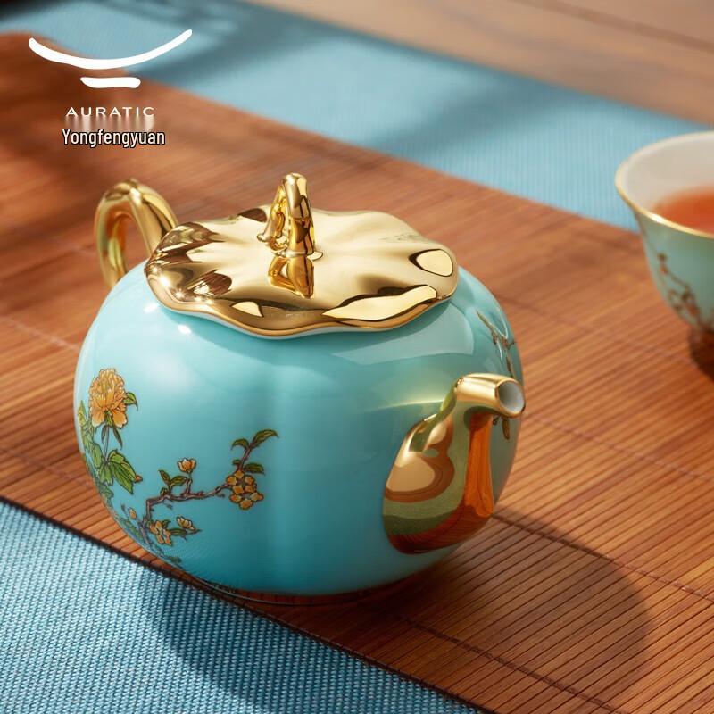 Auratic Madame Porcelain West Lake Blue 6-Piece Travel Ceramic Tea Set