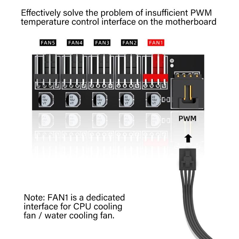 High Efficiency 4Pin Splitter HUBFor Computer Case Fan Supporting Multiple 4Pin Fan High Durability