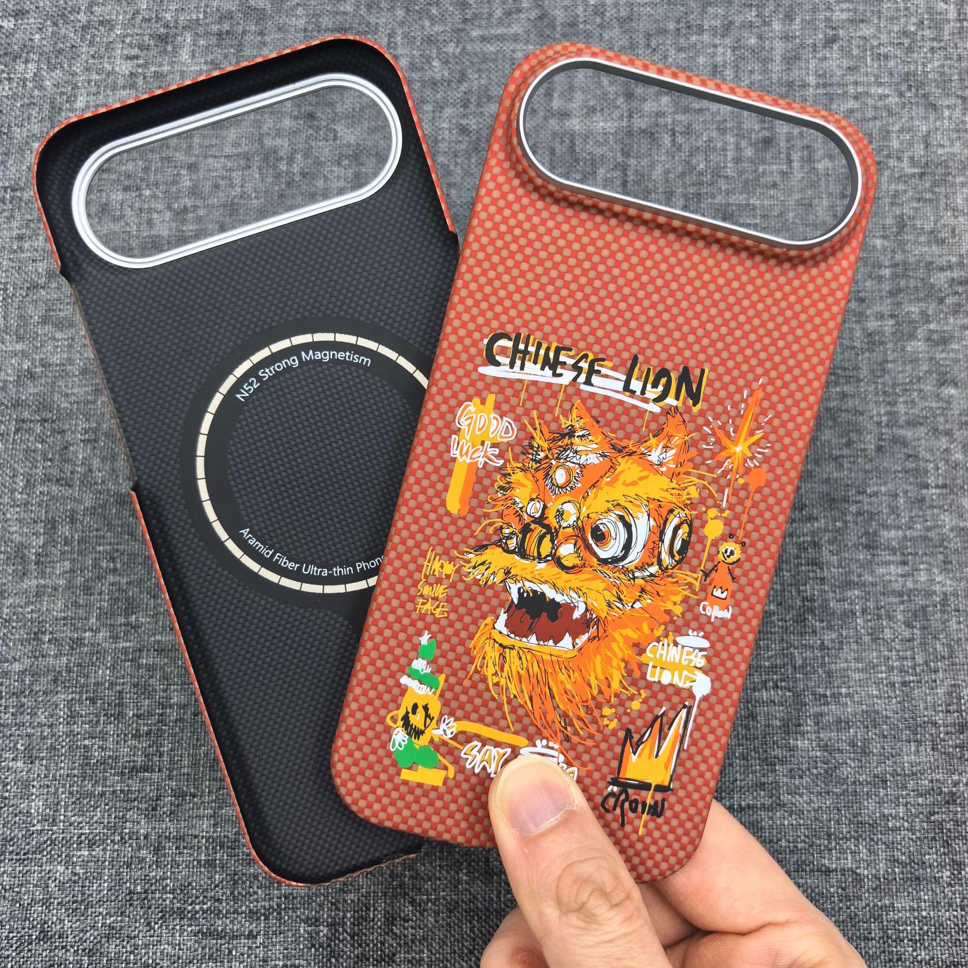 

iPhone 17 Air Graffiti Kevlar Phone Case with Magnetic Carbon Fiber Ring iPhone Air