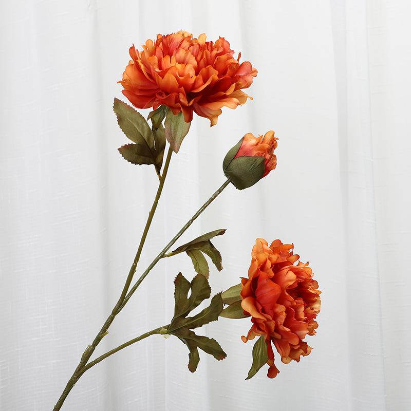 3 First Autumn Peach Peony Simulation Flower Wedding Home Living Room Decoration Fake Flower Simulation Plant Wall Flower Wall