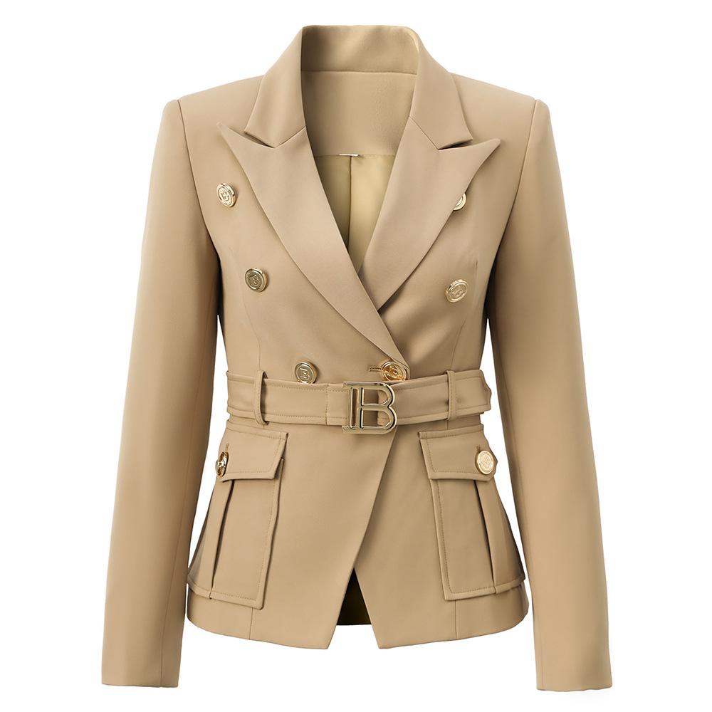 Classic Style Office Women Pocket Blazers with Blet
