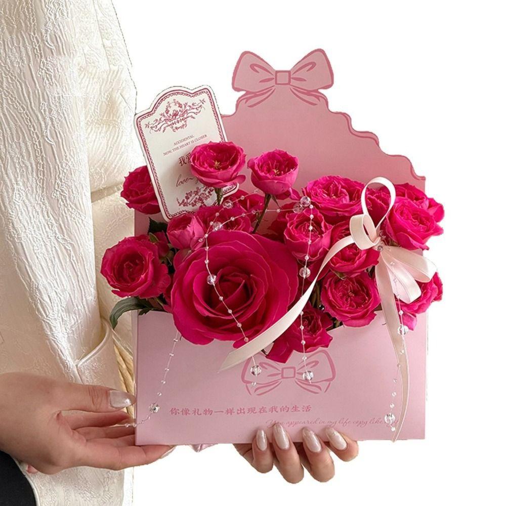 10 Pieces Folding Valentine Envelope Boxes Heart Pattern Flower Gift Box  Romantic Decorations