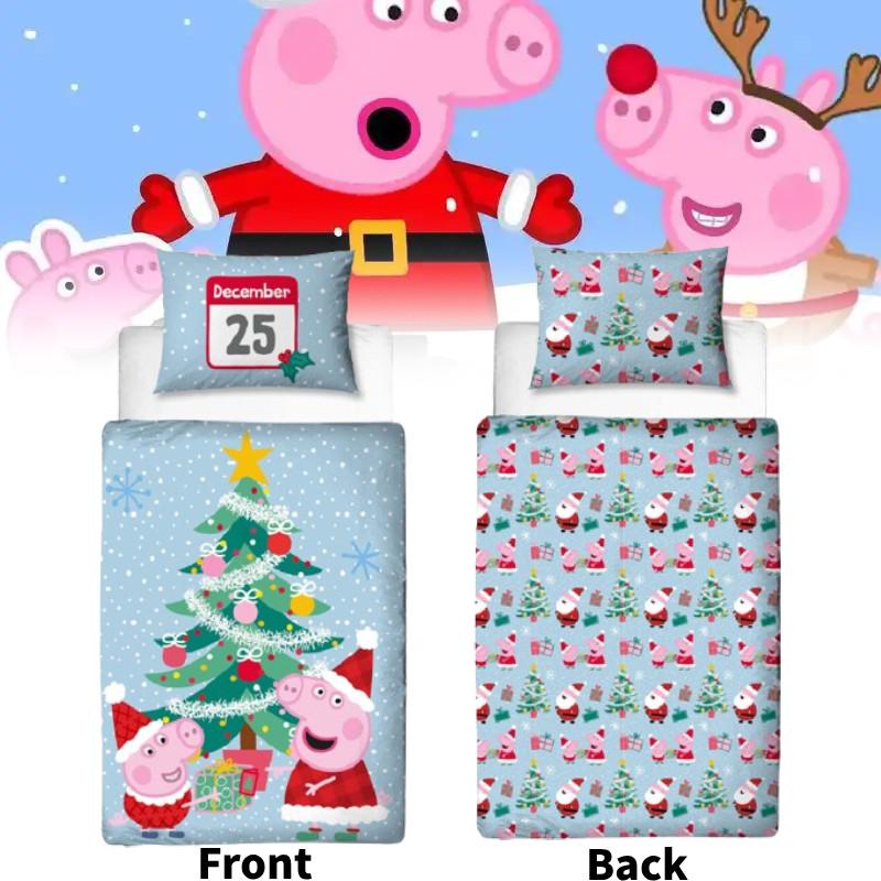 Peppa Pig Weihnachtliches Festdruck Bettwäscheset für Kinderzimmerdeko