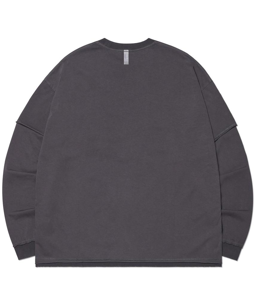 Nomaenyueol Abrasion Layered Long Sleeve Tee - Washed Charcoal