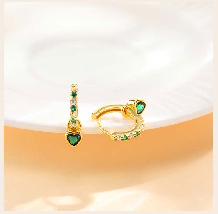 Petites Boucles d'Oreilles Créoles Huggie pour Femmes, Boucle d'Oreille Pendante Cœur Zirconium Cubique, Boucles d'Oreilles Accessoires de Mode Piercing