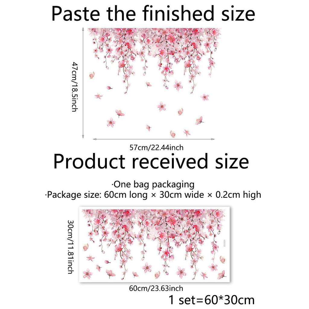 1 ks Růžové květy Motýl Samolepka na zeď Elektrostatická nálepka na okenní sklo Oboustranně viditelná Dekorativní samolepka na zeď