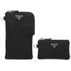 Prada Pouch with Triangle and 2TT091 2DMI F0002 Re-Nylon Logo, Black, Men's Women's, [Used]