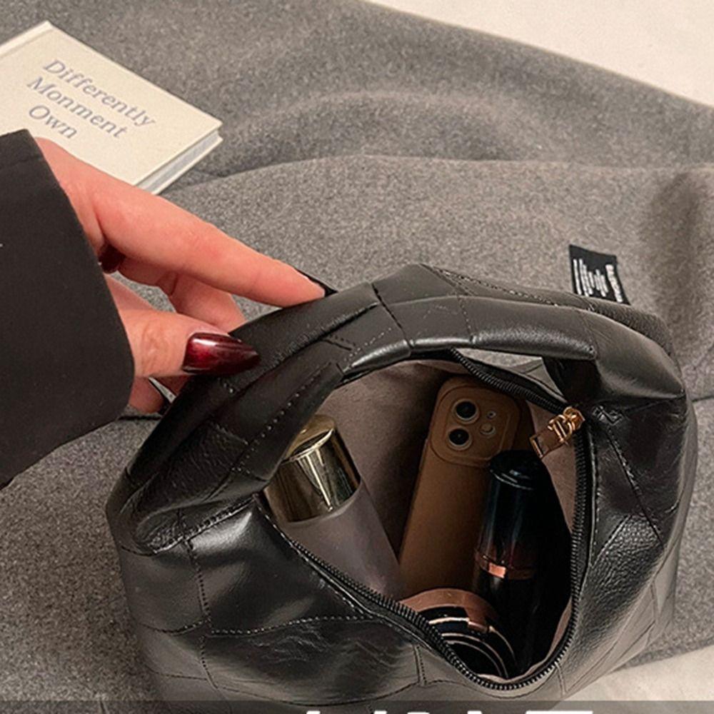 Red Pu Leather Handbag Pu Underarm Bag Fashion Weave Bag Girls