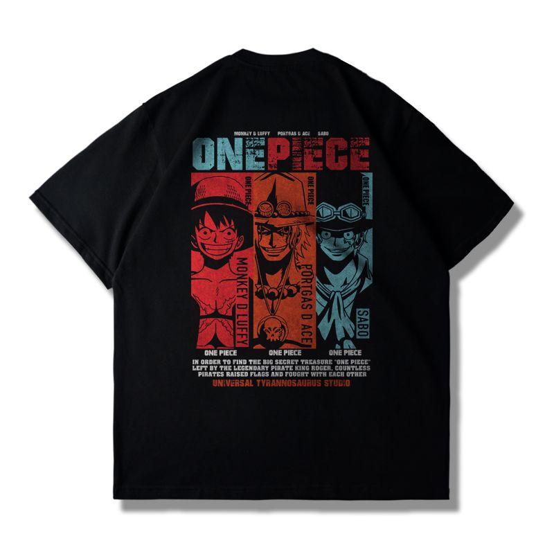 Summer Pure Cotton Japanese ONE PIECE Luffy Tide Brand Short-sleeved Animation T-shirt Printed Men and Women Loose Ins