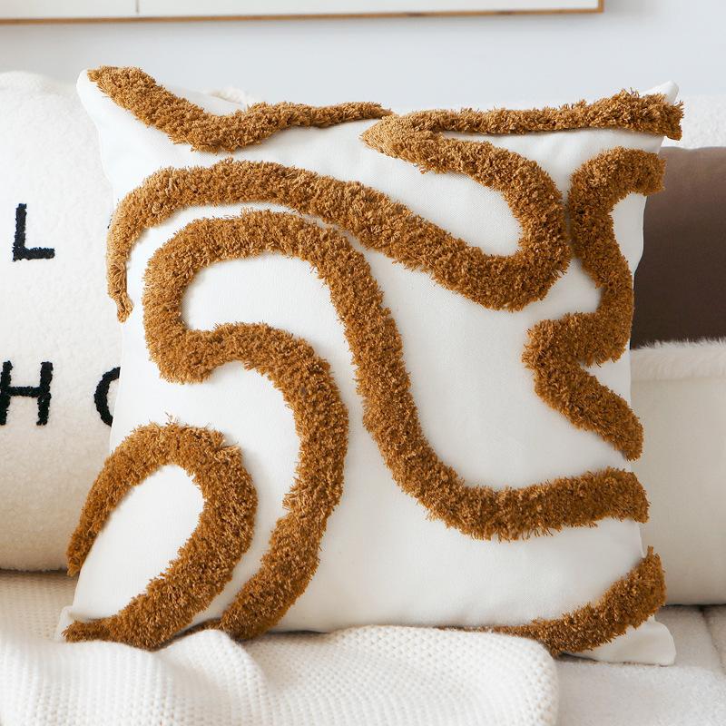 45x45CM Brown Vintage Nordic Throw Pillow Cover Cream Light Luxury Sofa Cushion Waist Cover Simple Decorative Pillowcase