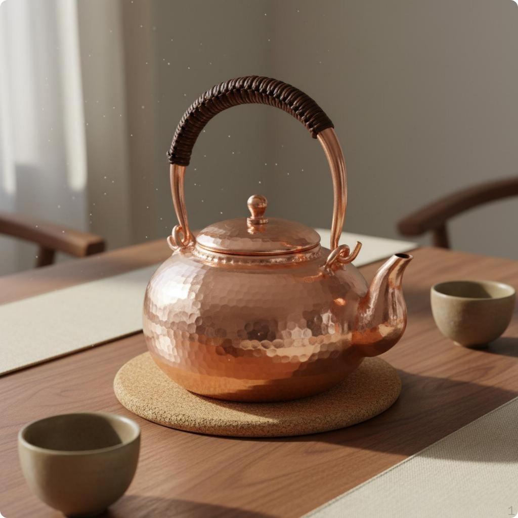 Copper Kettle Thickened Body Hammered Tea Handcrafted Look