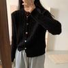 2025 Korean version autumn new solid color round neck knitted cardigan colored love buckle soft waxy loose sweater women's top