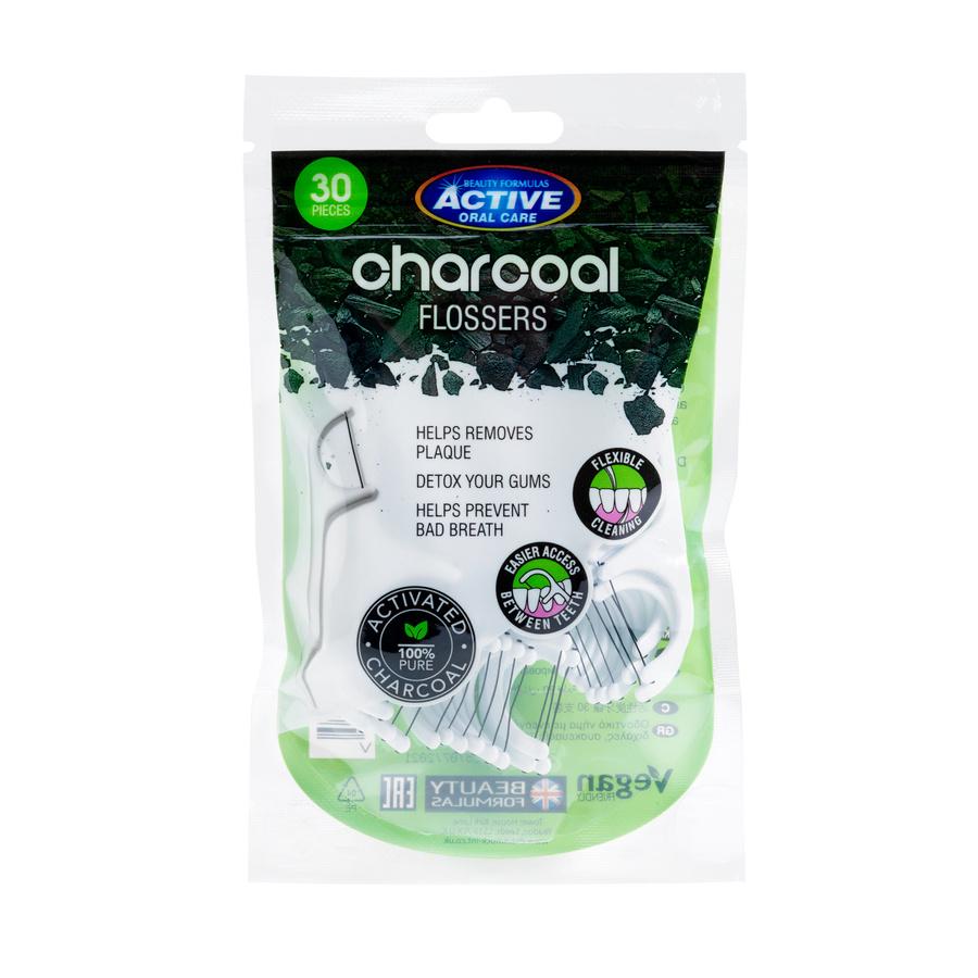 Advanced Charcoal Floss Picks - Teeth Whitening & Cleaning, Pack of 30