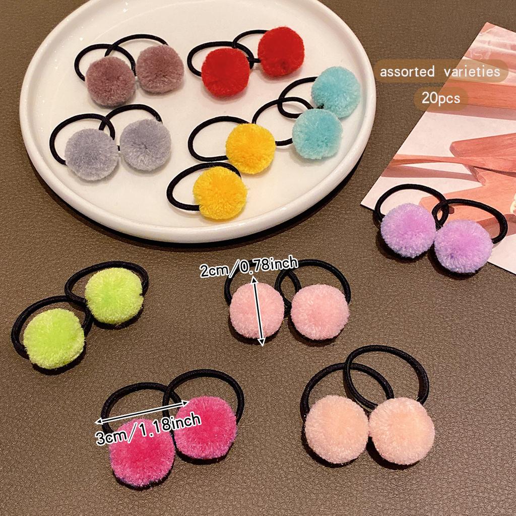 20 bunte zufällige Haarknäuel, Gummibänder, süße und niedliche Haarringe, geeignet für den täglichen Gebrauch als Haarschmuck