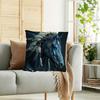 1Pc Of Short Plush Decorative Pillow Cover Featuring An Apache War Horse Design In Blue, With Single-Sided Printing. It Measures