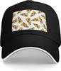 Pizza Slice Print Baseball Cap Adjustable Polyester Casual Sun Protection Hat Unisex Adult