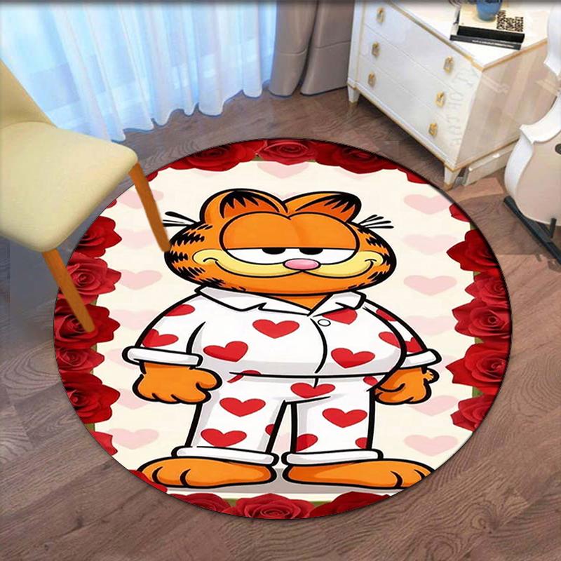 Garfield Printed Round Rug Carpet Chair Rug Area Rug Entryway Doormats,for Office Chair Living Room Bedroom Kitchen Room.