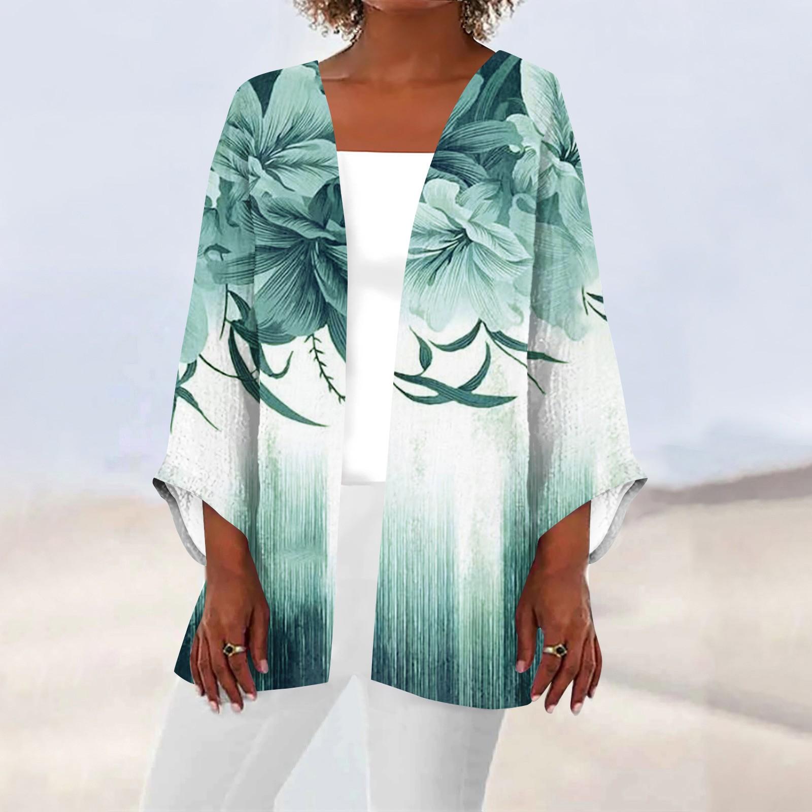 

Женская повседневная модная легкая куртка средней длины с принтом в стиле ретро, ​​кардиган XXXL зелёный