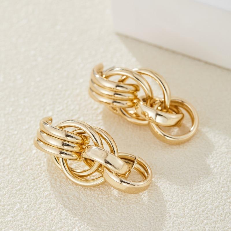 Fashionable Personalized Girl Geometric Circle Pendant Earrings European and American Vintage Simple Street Zircon Gift