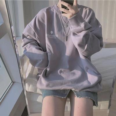 Autumn 2023 Women's Korean Loose-Fit Cotton Sweatshirt - Long-Sleeve Pullover for Female Students